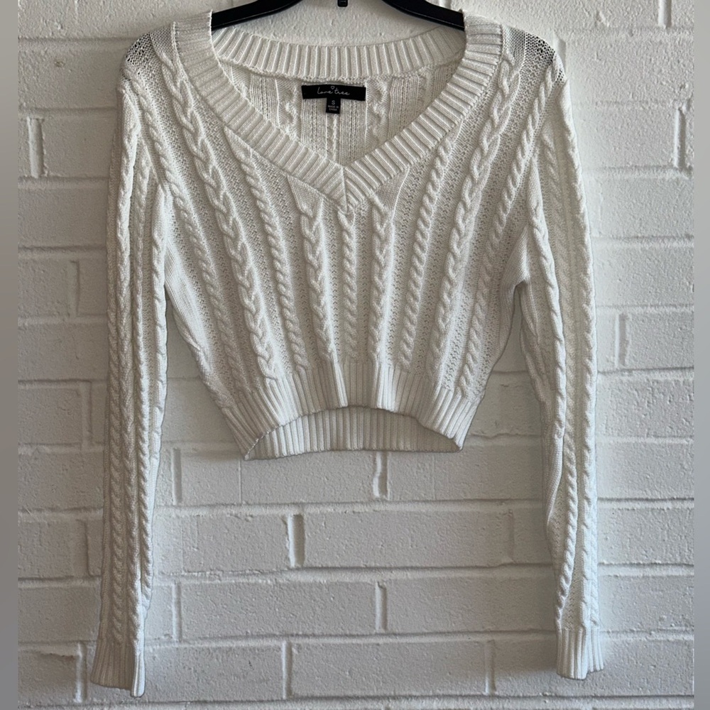 White Cable Knit Sweater